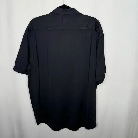 CALVIN KLEIN / black performance short sleeve button up shirt / XL - Picture 2 of 8